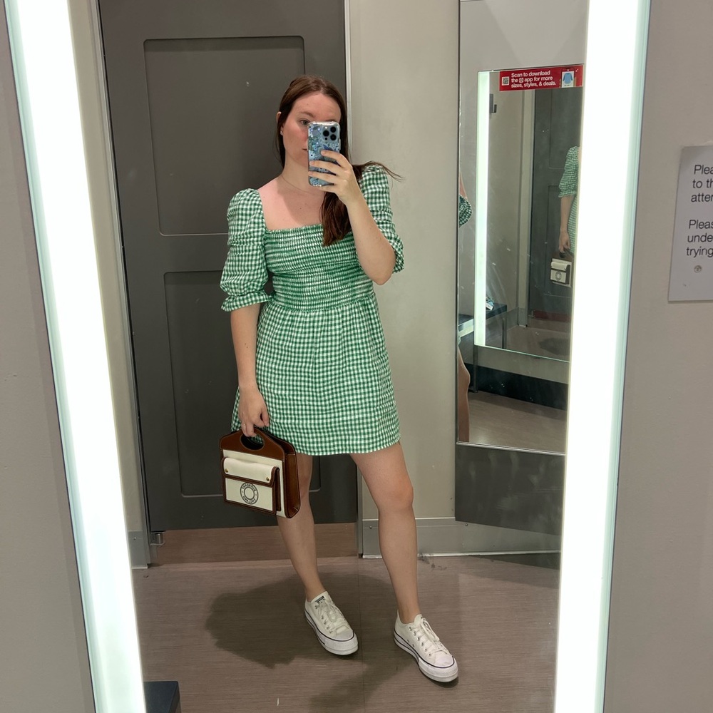 Reformation Green Gingham Dress
